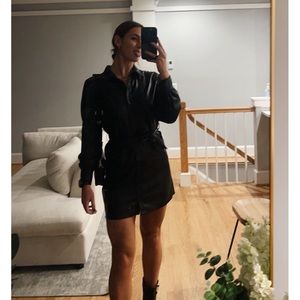 Aritzia Belted Vegan Leather Caroline Dress
